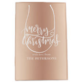 Elegant Roos Gold Merry kerstkalligrafie Medium Cadeauzakje (Voorkant)