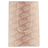 Elegant Roos Gold Merry kerstkalligrafie Medium Cadeauzakje (Achterkant)