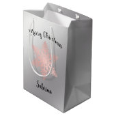 Elegant roos Gold Merry-kerstsnowflak Medium Cadeauzakje (Achterkant Gekanteld)