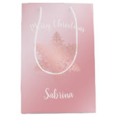 Elegant roos Gold Merry-kerstsnowflak Medium Cadeauzakje (Voorkant)