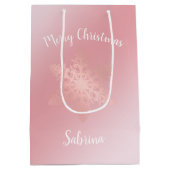 Elegant roos Gold Merry-kerstsnowflak Medium Cadeauzakje (Achterkant)