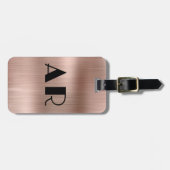 Elegant Roos Gold Metal Twee Monogram Initiaal Bagagelabel (Voorkant horizontaal)