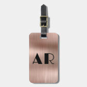 Elegant Roos Gold Metal Twee Monogram Initiaal Bagagelabel (Voorkant verticaal)
