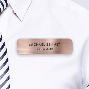 Elegant Roos Gold Metallic Professional Business Naamplaatje