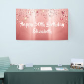 Elegant Roos Gold Metallic Shimmer Stars Birthday Spandoek (Beurs)