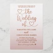 Elegant Roos Gold Minimalist bruiloft Folie Uitnodiging (Voorkant)