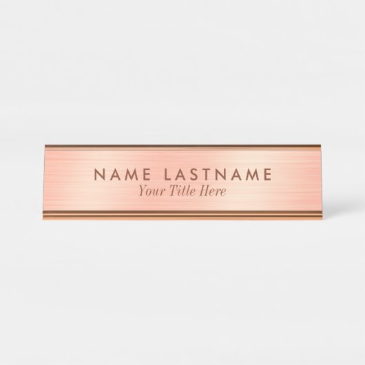 Elegant Roos Gold Minimalist Delicate Modern Bureau Naambordje (Voorkant)