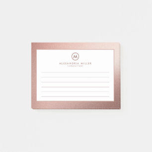 Elegant Roos Gold Minimummonogram uitgelijnd Post-it® Notes