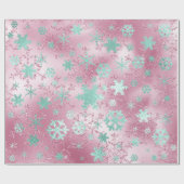 Elegant Roos Gold Mint-kerstsnowflake-patroon Cadeaupapier (Vlak)