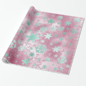 Elegant Roos Gold Mint-kerstsnowflake-patroon Cadeaupapier (Uitgerold)