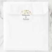 Elegant Roos & Gold Modern Font Wedding Favor Ronde Sticker (Tas)