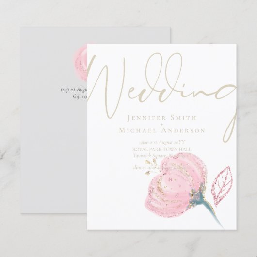 Elegant Roos Gold Modern Wedding Sparkle (Voorkant / Achterkant)