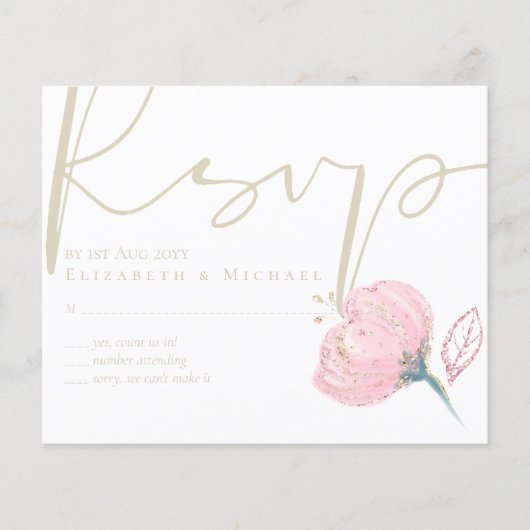 Elegant Roos Gold Modern Wedding Sparkle (Voorkant)