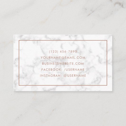 Elegant Roos Gold Moderne marmer Visitekaartje (Achterkant)