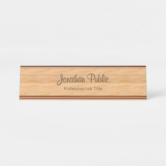 Elegant Roos Gold Moderne Sjabloon Bureau Naambordje (Voorkant)