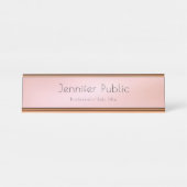 Elegant Roos Gold Moderne Sjabloon Professional Bureau Naambordje (Voorkant)