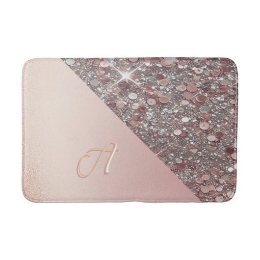 Elegant Roos Gold Monogram Badmat (Voorkant)