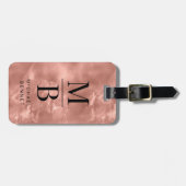 Elegant Roos Gold Monogram Bagagelabel (Voorkant horizontaal)