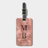 Elegant Roos Gold Monogram Bagagelabel (Voorkant verticaal)