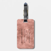 Elegant Roos Gold Monogram Bagagelabel (Achterkant verticaal)