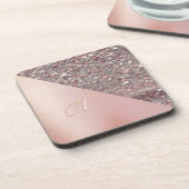 Elegant Roos Gold Monogram Bier Onderzetter (Linkerzijde)