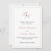 Elegant Roos Gold Monogram Formele bruiloft Save The Date (Voorkant)