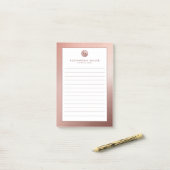 Elegant Roos Gold Monogram, gelijnd Post-it® Notes (Op bureau)