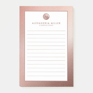Elegant Roos Gold Monogram, gelijnd Post-it® Notes