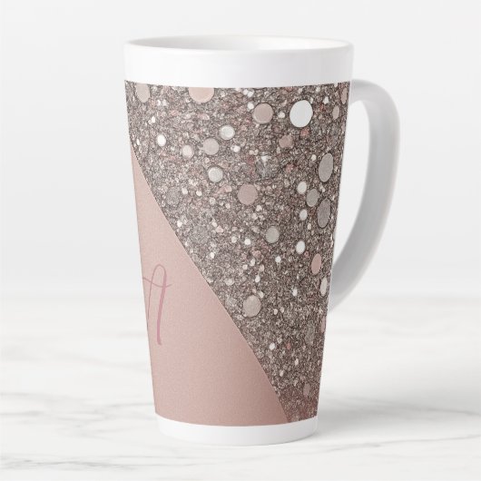 Elegant Roos Gold Monogram Latte Mok (Rechterhoek)