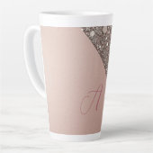 Elegant Roos Gold Monogram Latte Mok (Linkerhoek)
