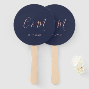 Elegant Roos Gold Monogram marinevrouw Weddenschap Handwaaier