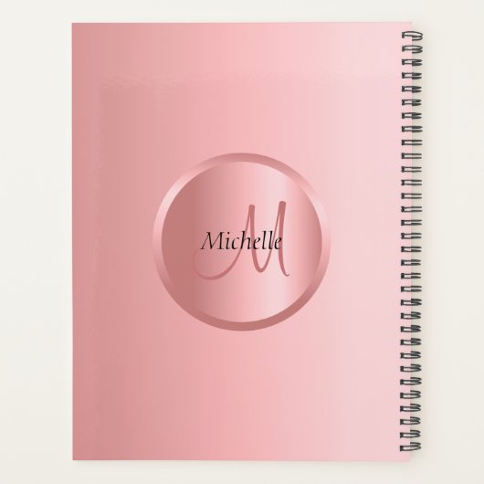 Elegant Roos Gold Monogram Modern Planner (Achterkant)