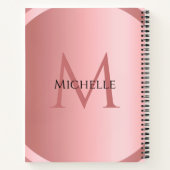 Elegant Roos Gold Monogram Moderne Sjabloon Notitieboek (Achterkant)