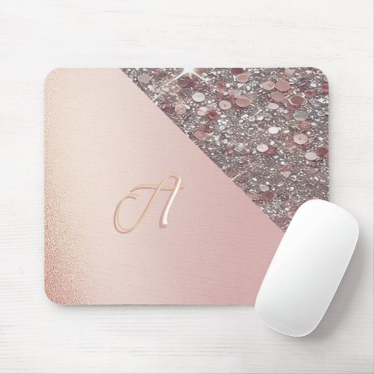 Elegant Roos Gold Monogram Muismat (Met muis)