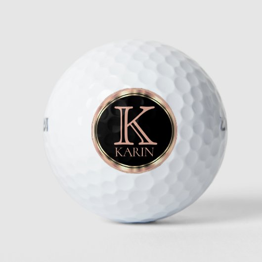 Elegant Roos Gold Monogram / Naam Golfballen (Voorkant)