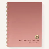 Elegant Roos Gold Monogram Notitieboek (Voorkant)