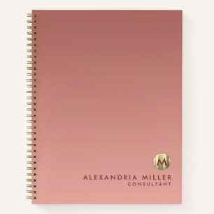 Elegant Roos Gold Monogram Notitieboek