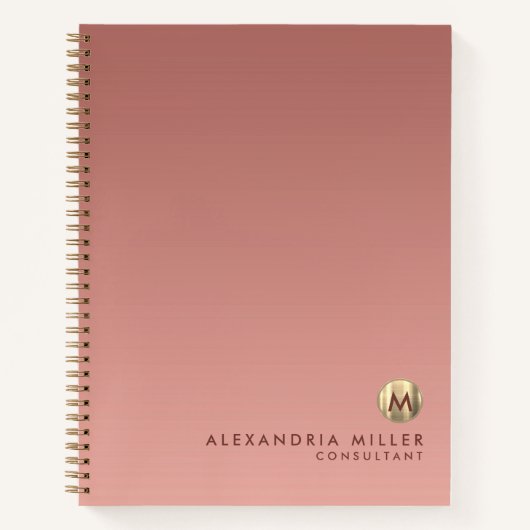 Elegant Roos Gold Monogram Notitieboek (Voorkant)