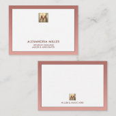 Elegant Roos Gold Monogram Notitiekaartje (Voorkant / Achterkant)
