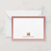 Elegant Roos Gold Monogram Notitiekaartje (Achterkant)