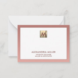 Elegant Roos Gold Monogram Notitiekaartje