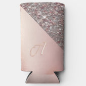 Elegant Roos Gold Monogram Seltzer Blikjeskoeler (Voorkant)