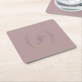 Elegant Roos Gold Monogram Sjabloon Kartonnen Onderzetters (Schuin)