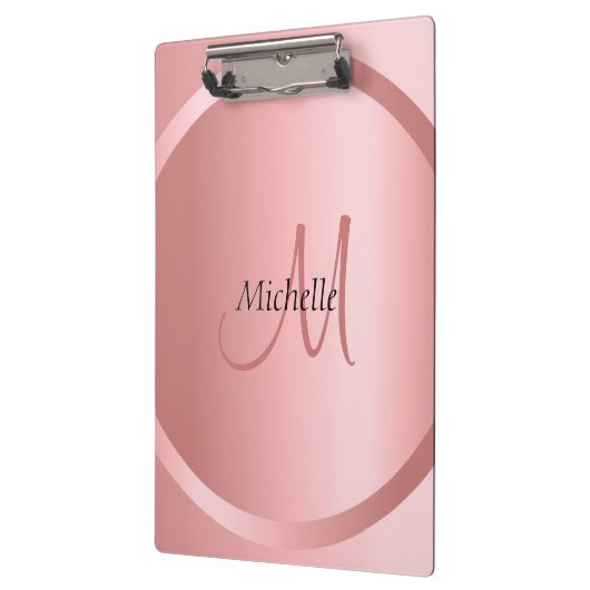 Elegant Roos Gold Monogram Sjabloon Klembord (Links)