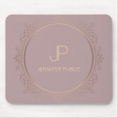 Elegant Roos Gold Monogram Sjabloon Moderne Muismat (Voorkant)