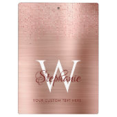 Elegant Roos Gold Monogram Sparkle Klembord (Achterkant)