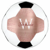 Elegant Roos Gold Monogram Sparkle Voetbal (Voorkant)