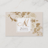 Elegant Roos Gold Monogram Visitekaartje (Voorkant)