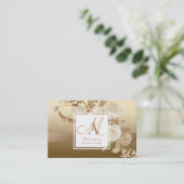 Elegant Roos Gold Monogram Visitekaartje (Staand voorkant)