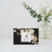 Elegant Roos Gold Monogram Visitekaartje (Staand voorkant)